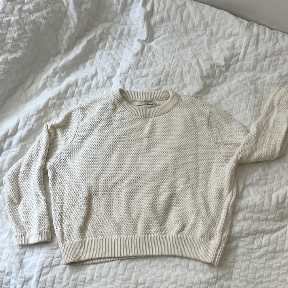 OAK + FORT Cream Textured Women's Sweater